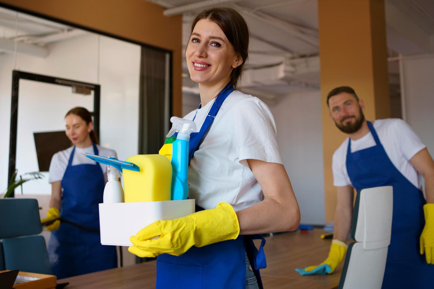 professional cleaning team in picture.